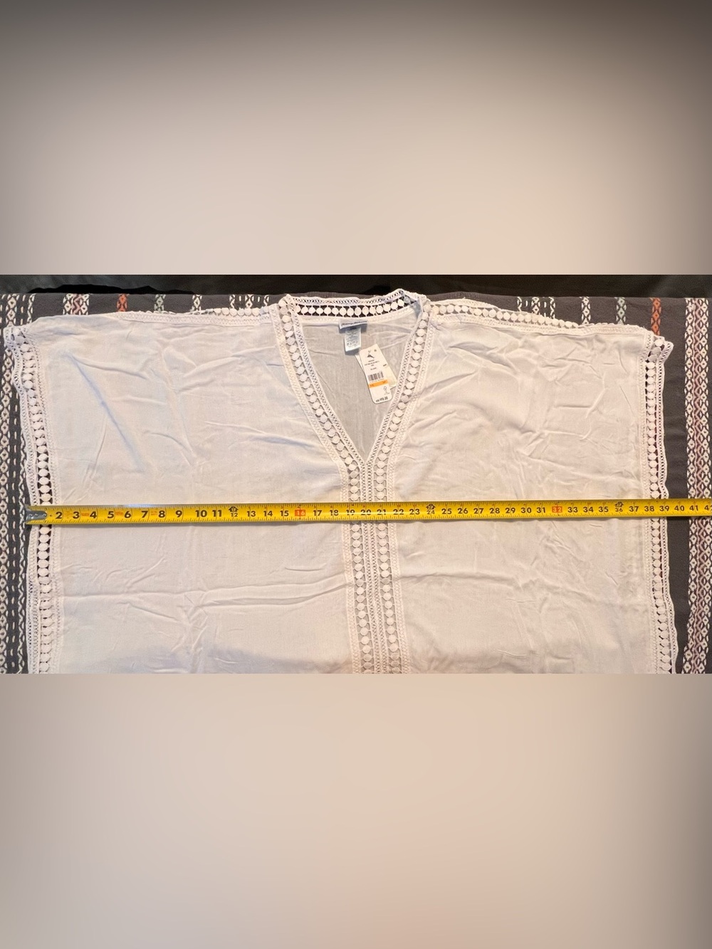 Tommy Bahama White Lace-Trim Tunic Swim Beach Coverup - Picture 5 of 10